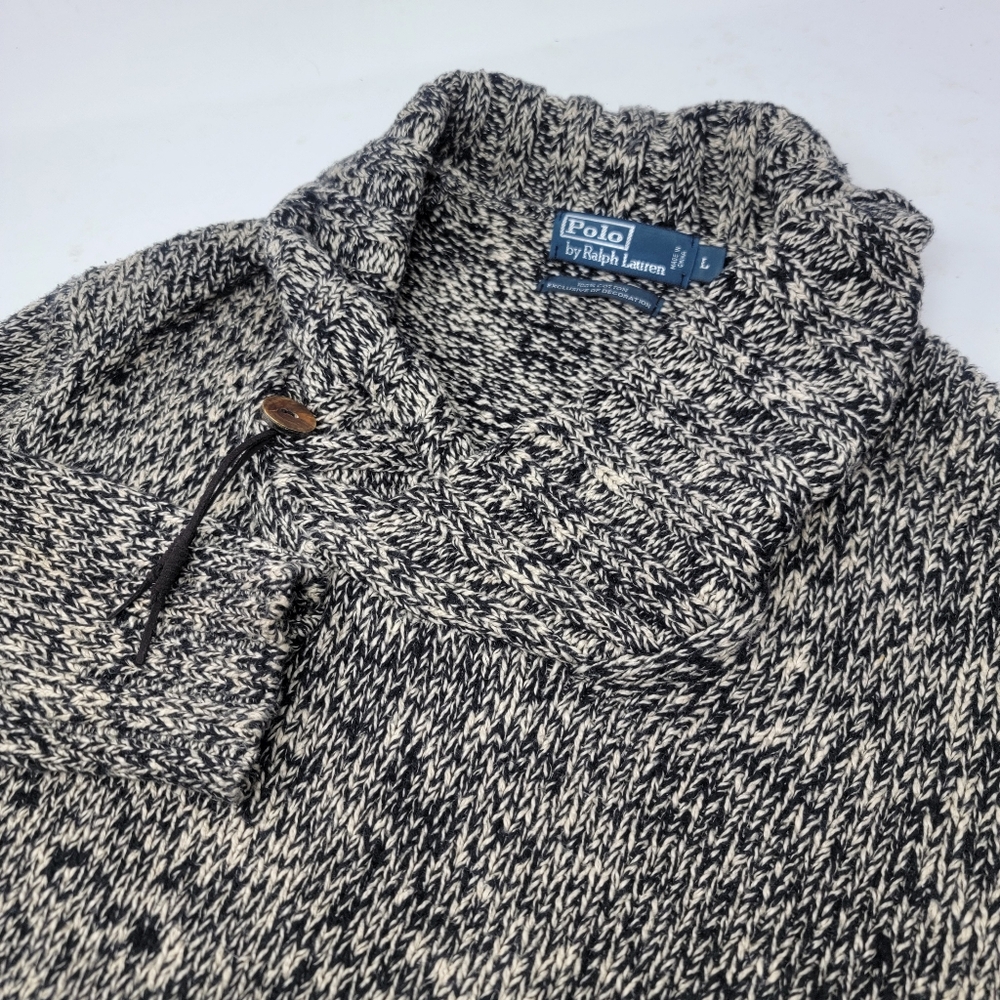 Vintage Polo Ralph Lauren Sweater‎ Shawl Neck Thick Chunky Knit Men's Large L